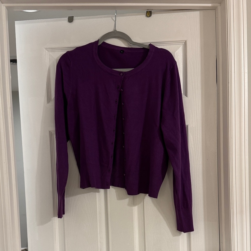 Purple Button-Up Cardigan